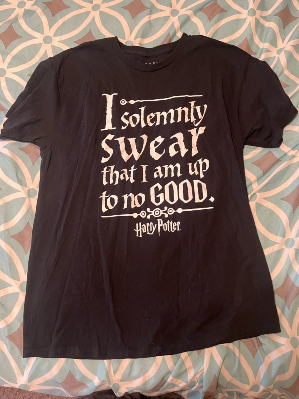 Warner Bros. Harry Potter Black Graphic T-Shirt with White Print